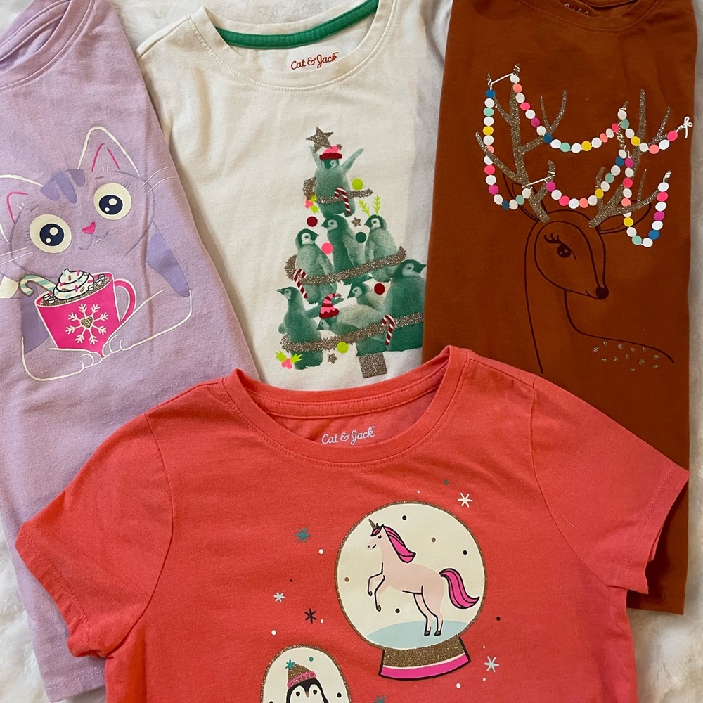 Cat & Jack girls holiday short sleeve tees